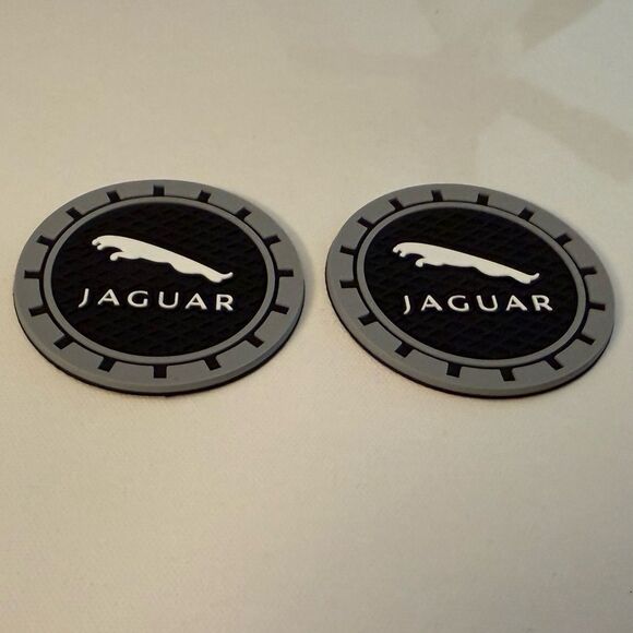 Jaguar Car Cup Coasters in Black Set of 2 NWT - Picture 3 of 4